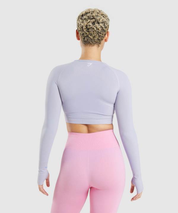 Damske Crop Top Gymshark Vital Seamless 2.0 Siva Modre | EH1589073